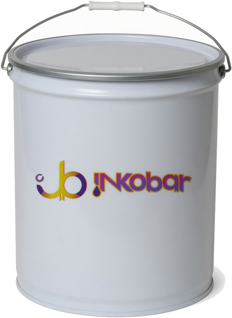 A white drum branded with the INKOBAR logo — a private-label / OEM example